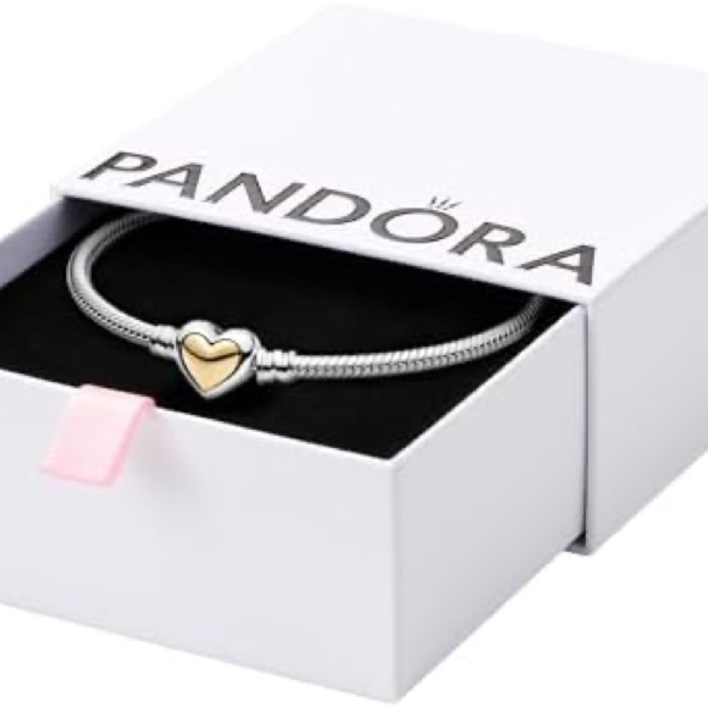 Pandora Bracelet silver with Gold Heart Charm